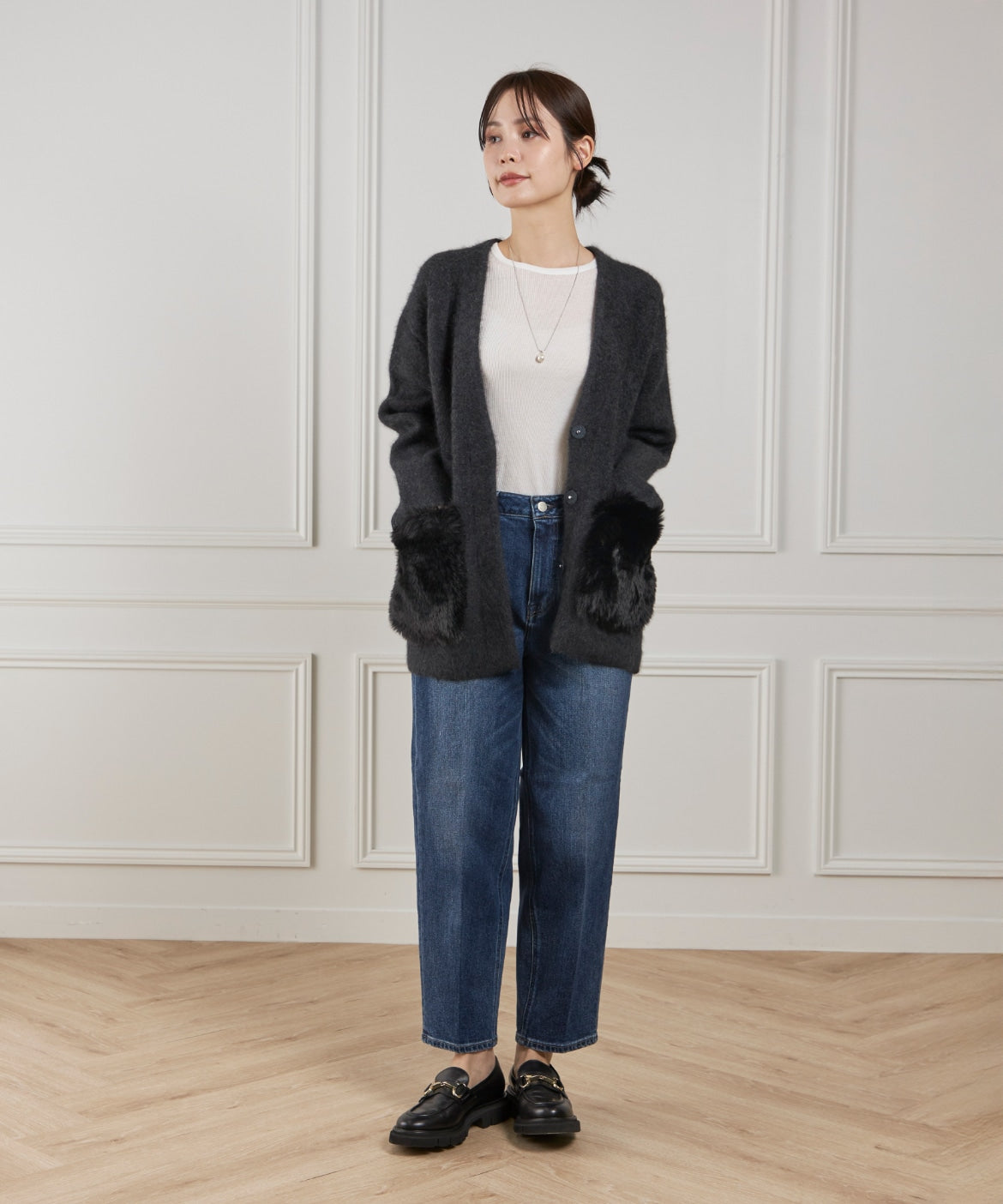 ルスーク Le Souk 《45th限定企画》ラクーン接結編みニットジャケット (ブラウン) ブラウン