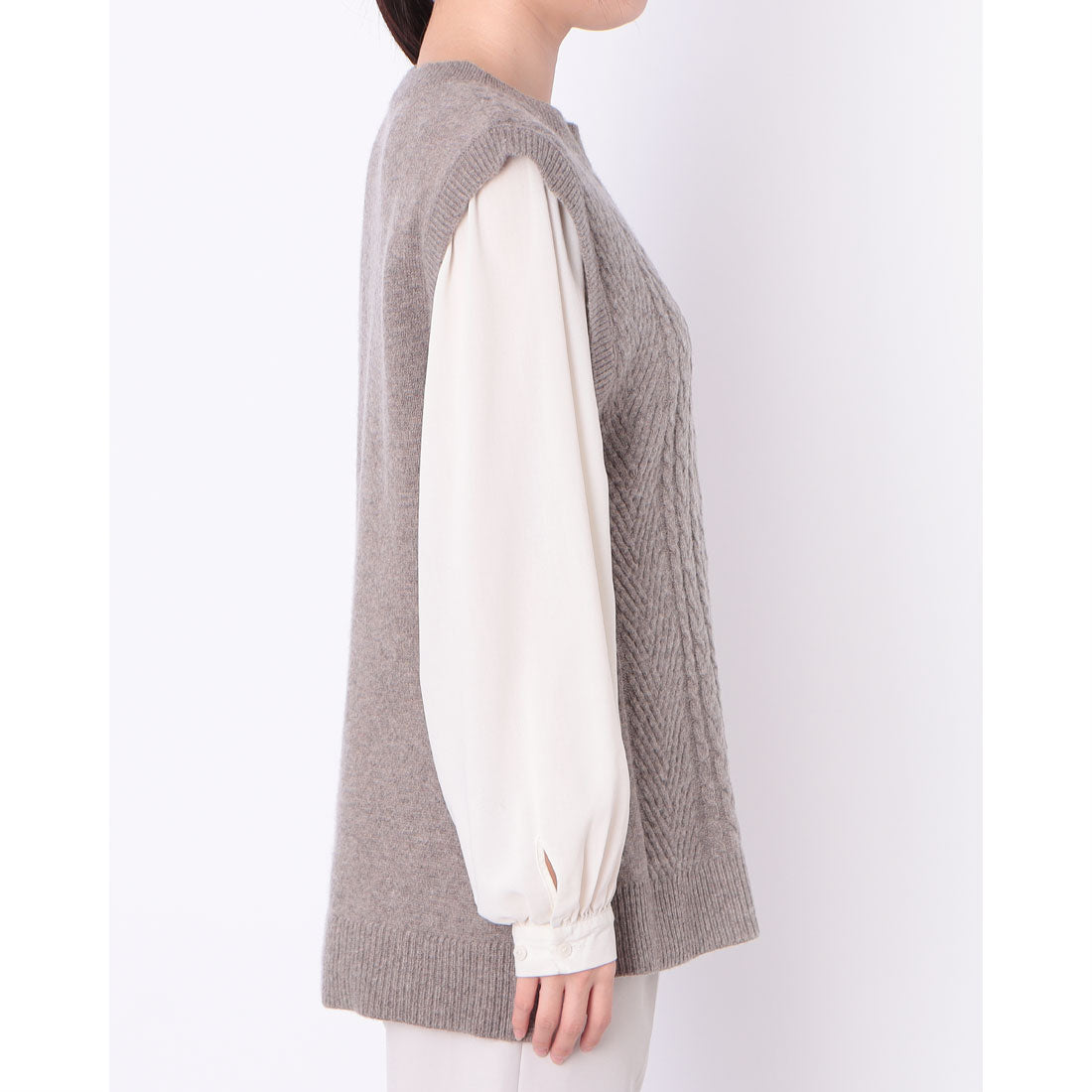 ルナリア Lunaria ラムウール混ニットベスト (モカ) モカ