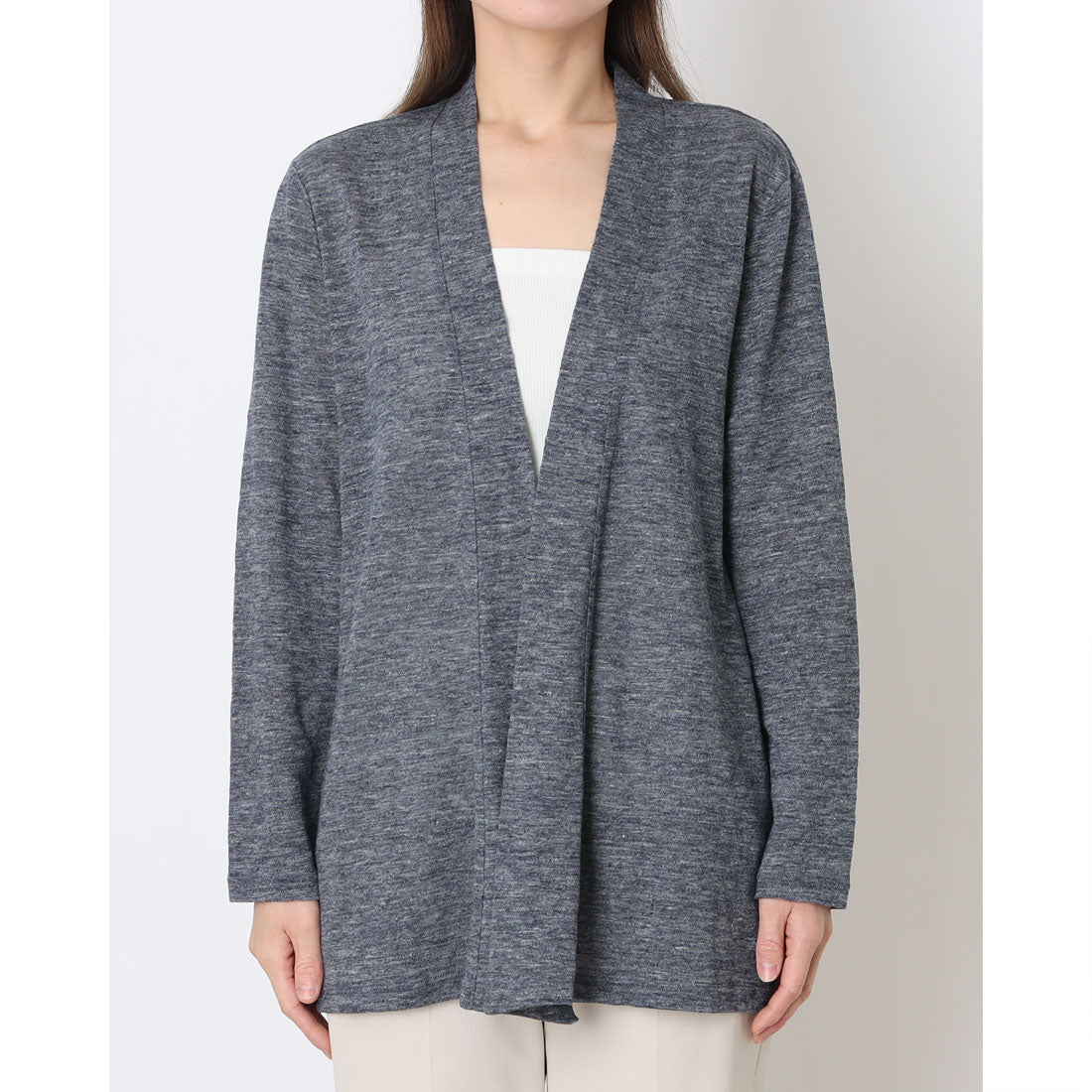 ルンビニ るんびに スカイ衿付きカーディガン長袖 (ミッドナイトブルー) ミッドナイトブルー