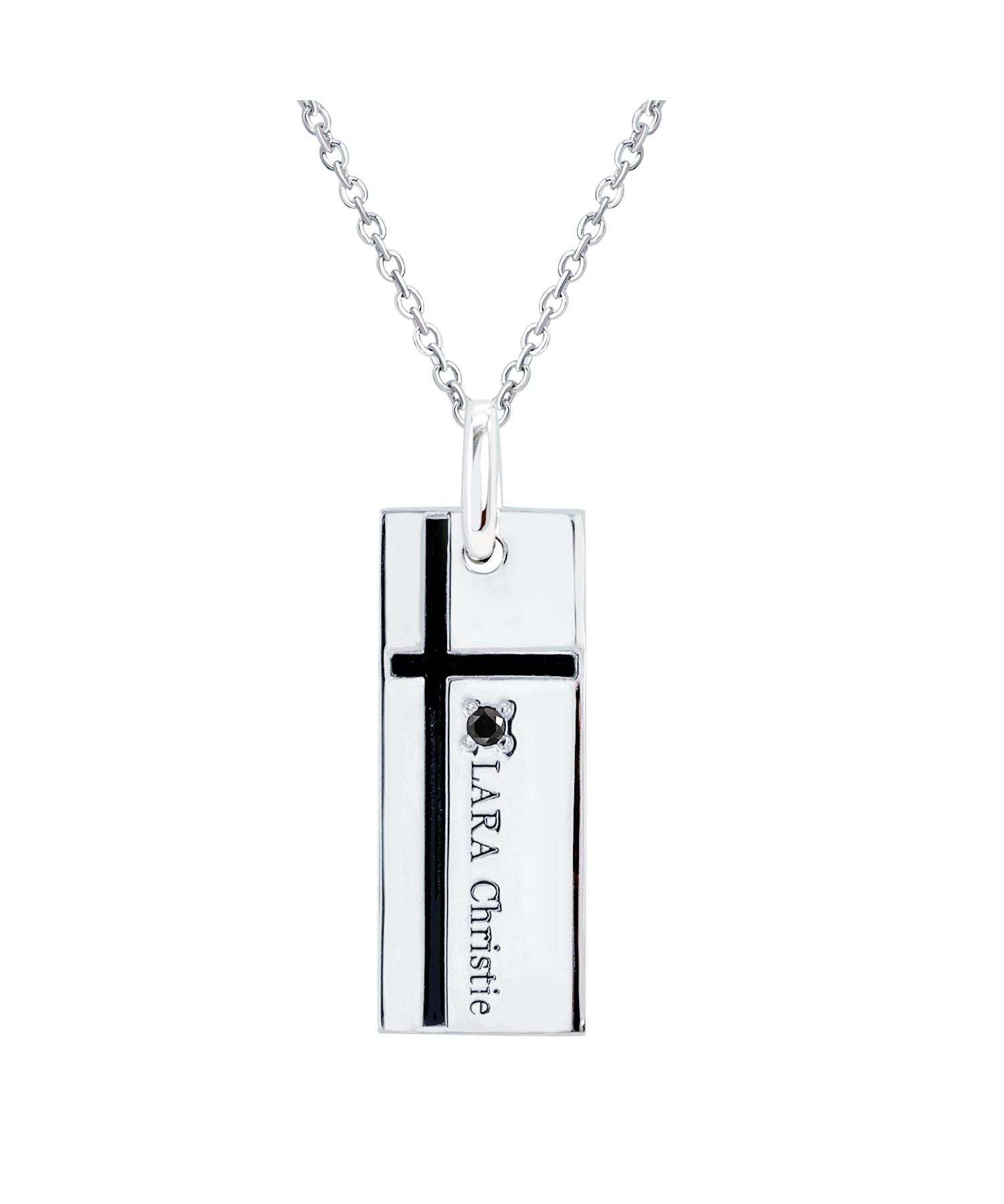 LARA Christie Necklace for Men silver Noble Cross BLACK Label p3051-b