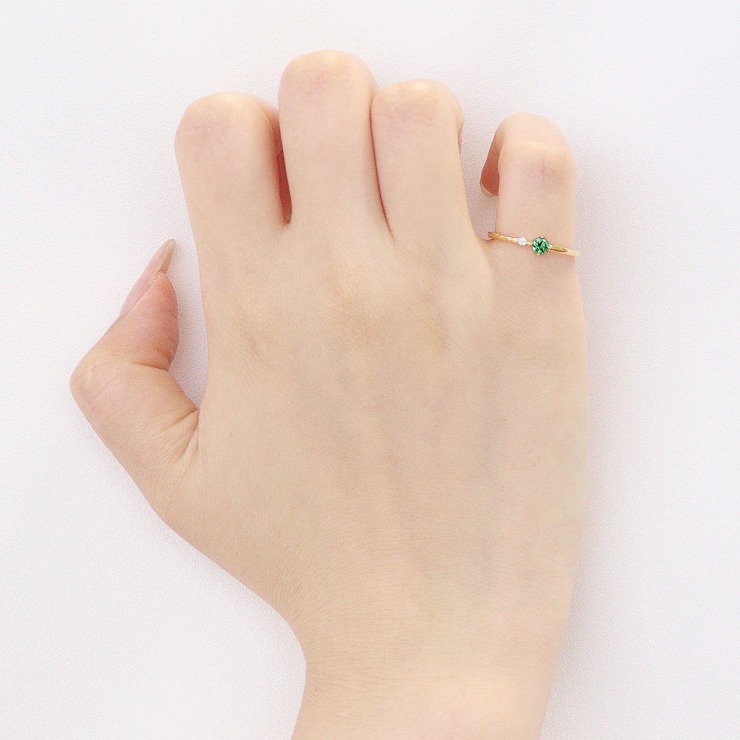 ララクリスティー LARA Christie ピンキーリング レディース シルバー925 ゴールド カラー ジルコニア sv925 リング 指輪 (ジルコニア:緑(YG)) ジルコニア