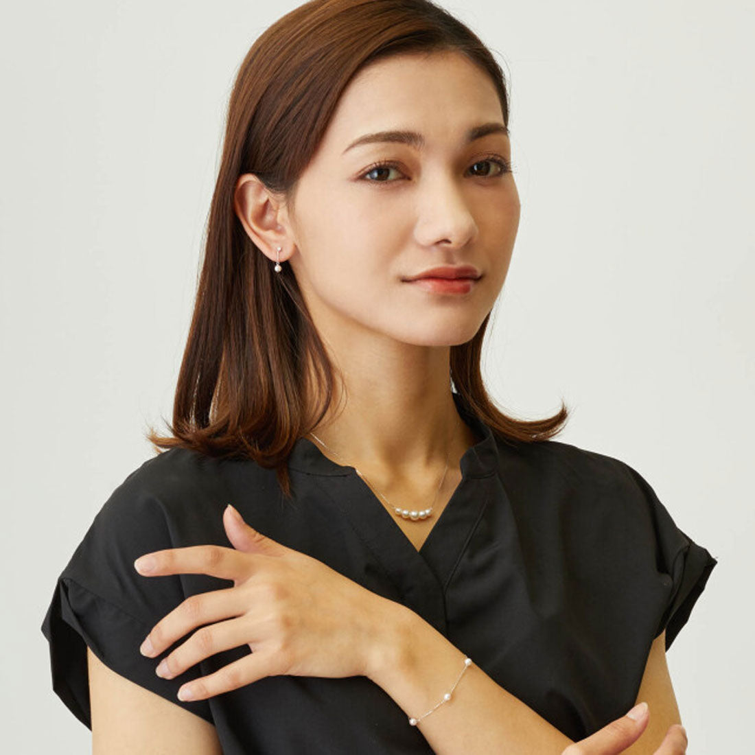 ララクリスティー LARA Christie ピアス 揺れる あこや真珠 5.0-5.5mm ダイヤモンド 計0.1ct パール プラチナ 18金 PT900 ゴールド K18 le71-0016 (プラチナ) プラチナ