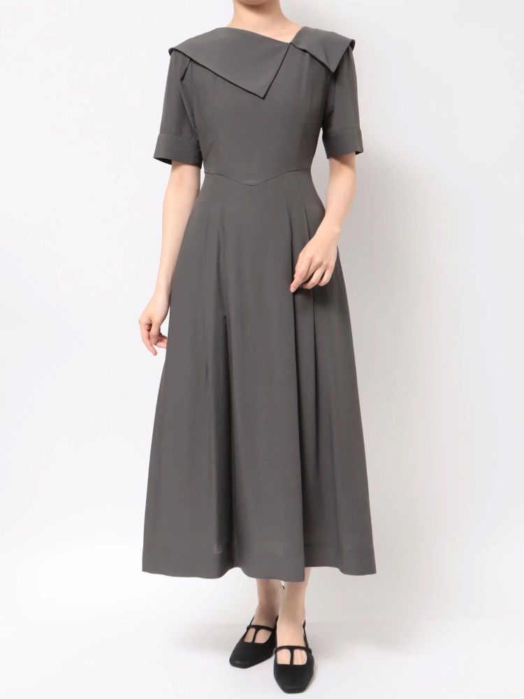 ラグナムーン LAGUNAMOON アシメカラーネックワンピース (アイボリー) アイボリー