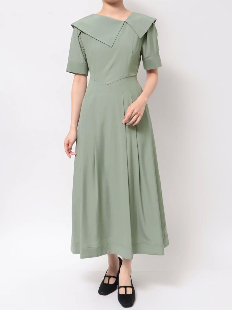 ラグナムーン LAGUNAMOON アシメカラーネックワンピース (アイボリー) アイボリー