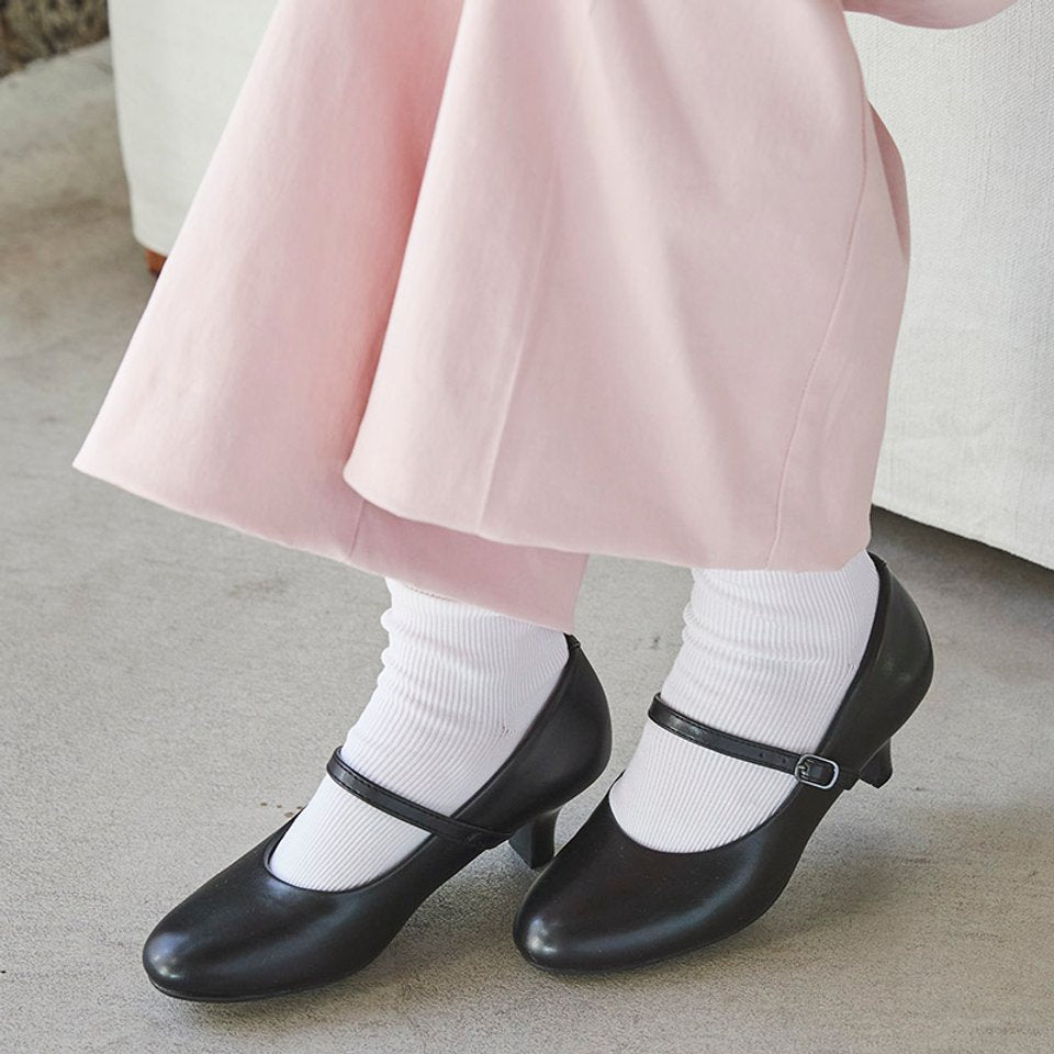 レディワーカー Lady worker ラウンドトゥ | 3E相当 | 約5cmヒールの黒パンプス BLK