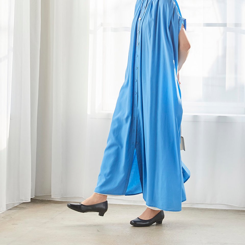 レディワーカー Lady worker スクエアトゥ | 3E相当 | 約3.5cmヒールの黒パンプス 008