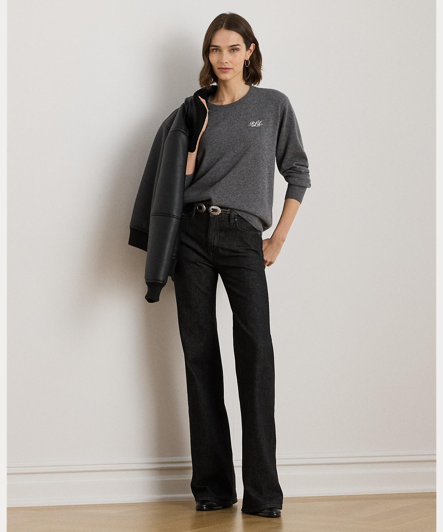 ローレン ラルフ ローレン LAUREN RALPH LAUREN エンブロイダリー カシミヤ クルーネック セーター (020グレー) 020グレー