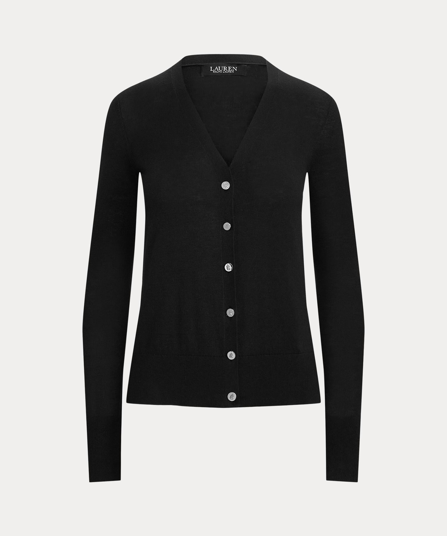 ローレン ラルフ ローレン LAUREN RALPH LAUREN コットンブレンド カーディガン (001ブラック) 001ブラック