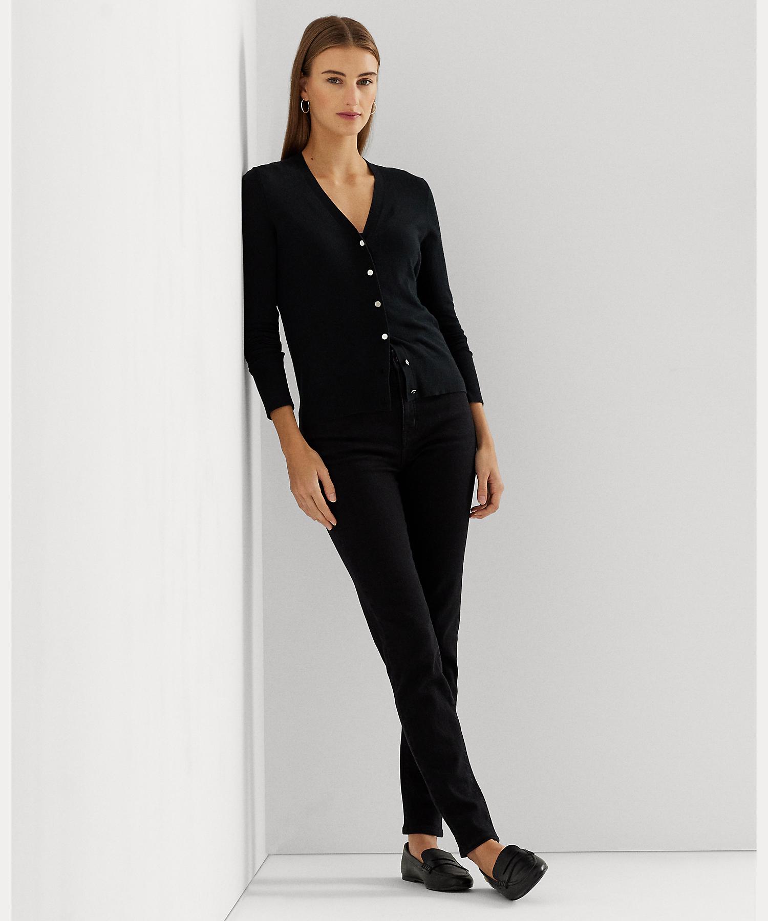 ローレン ラルフ ローレン LAUREN RALPH LAUREN コットンブレンド カーディガン (001ブラック) 001ブラック