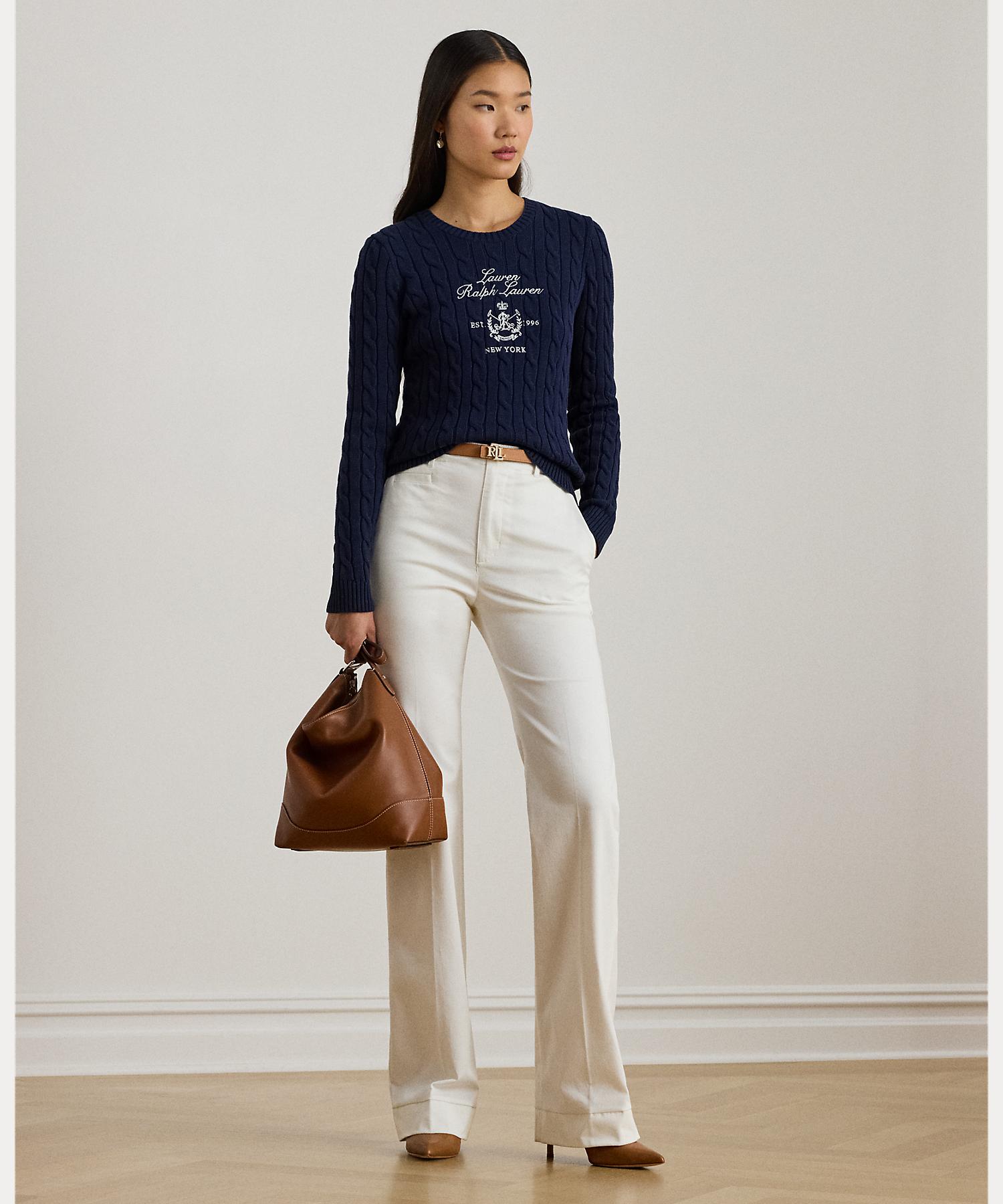 ローレン ラルフ ローレン LAUREN RALPH LAUREN エンブロイダリークレスト ケーブルニット セーター (410ネイビー) 410ネイビー