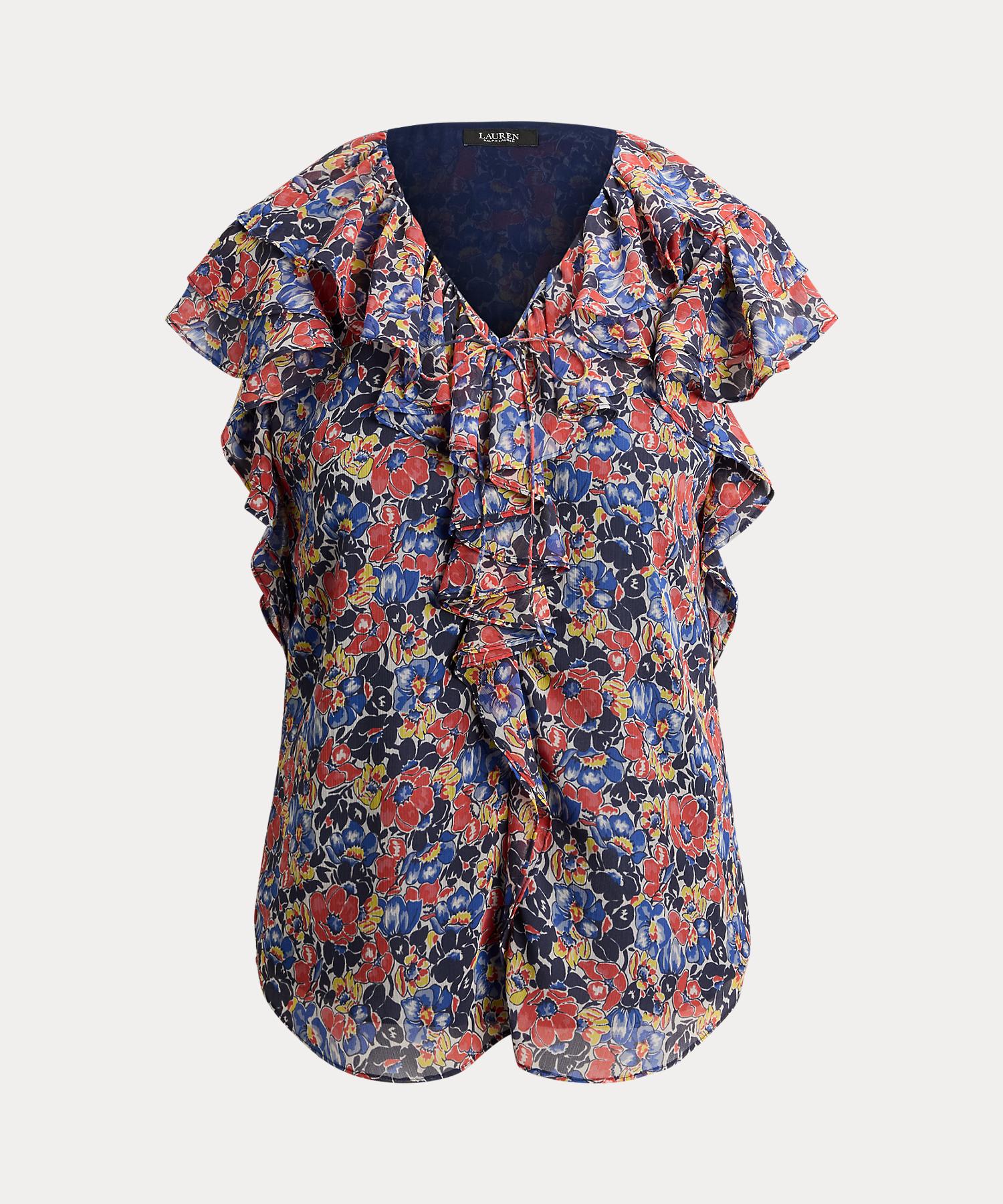 ローレン ラルフ ローレン LAUREN RALPH LAUREN フローラル フリルトリム ジョーゼット ブラウス (999マルチカラー) 999マルチカラー