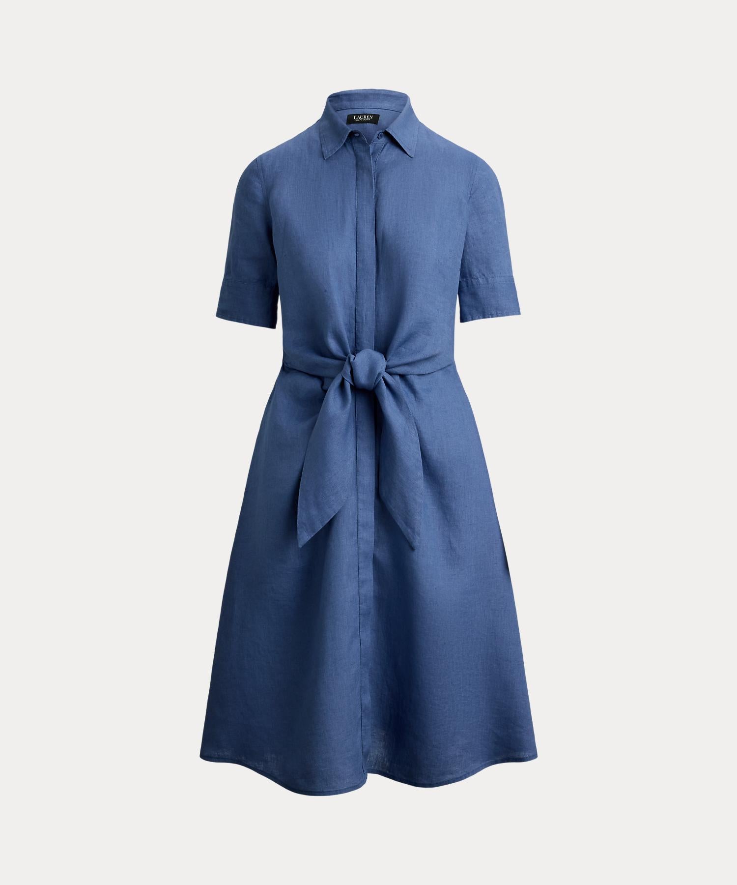 ローレン ラルフ ローレン LAUREN RALPH LAUREN リネン シャツドレス (400ブルー) 400ブルー