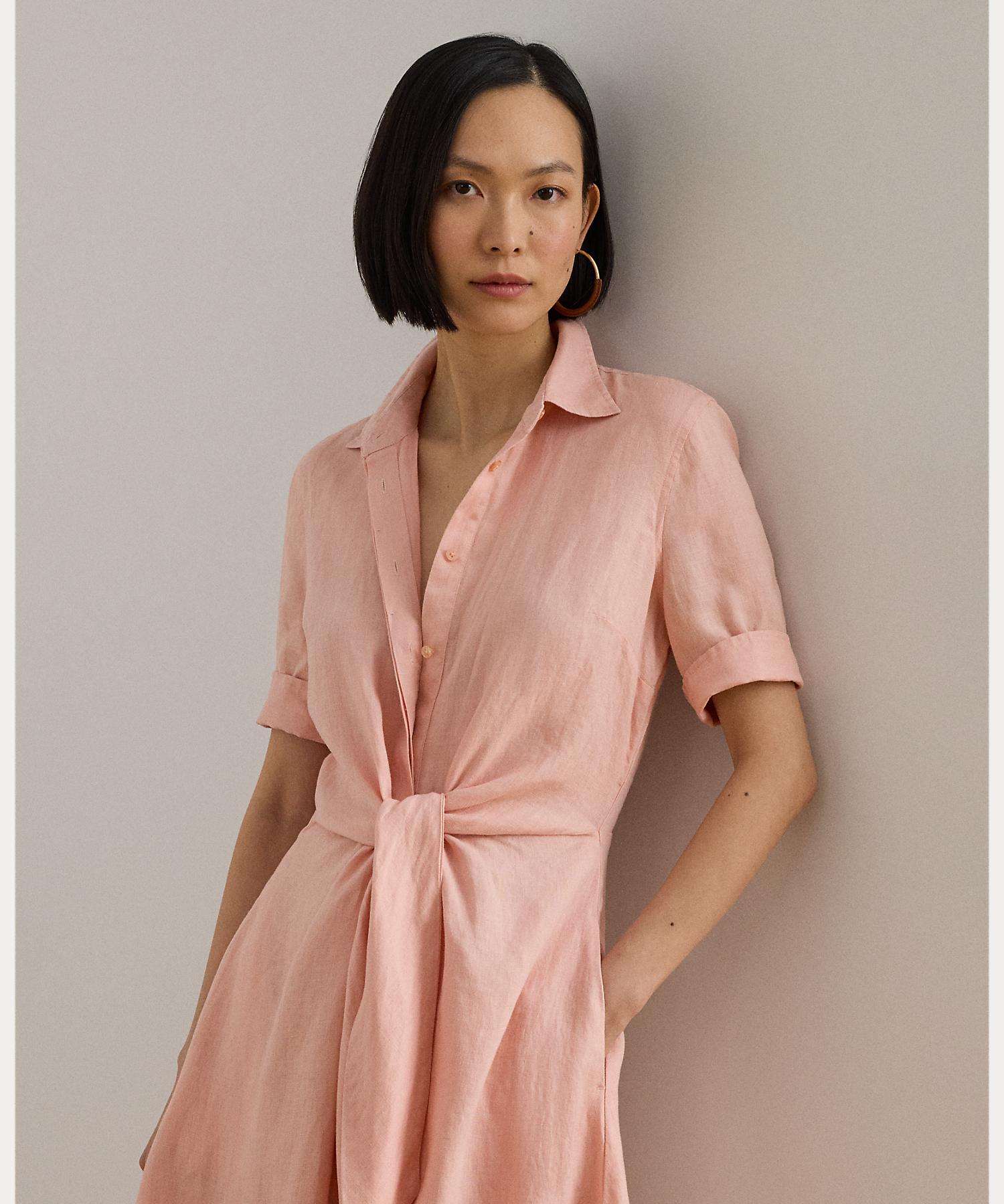 ローレン ラルフ ローレン LAUREN RALPH LAUREN リネン シャツドレス (650ピンク) 650ピンク