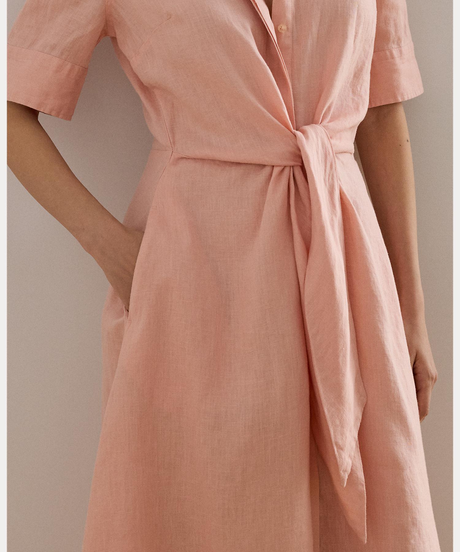 ローレン ラルフ ローレン LAUREN RALPH LAUREN リネン シャツドレス (650ピンク) 650ピンク