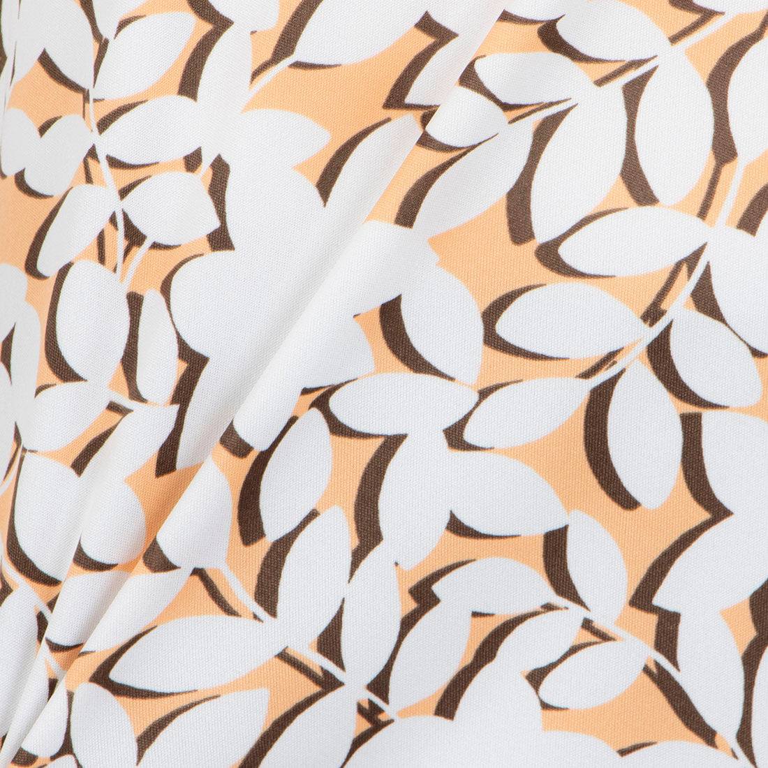 ジョコンダ ロイヤル JOCONDE ROYAL 【洗える】リーフ柄プリント チュニック丈七分袖カットソー (オレンジ) オレンジ