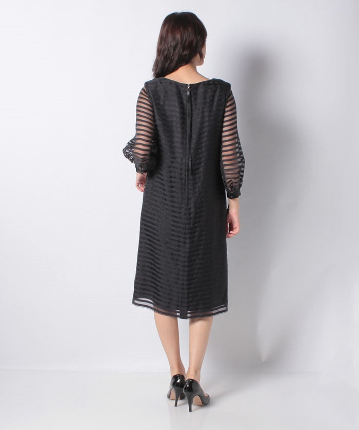 ラフェスタ シック La Festa Chic 【フォーマル】オーガンジーボーダードレス (ブラック) ブラック