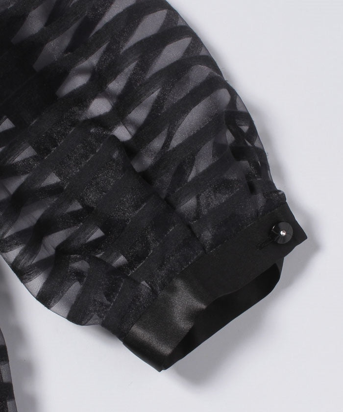 ラフェスタ シック La Festa Chic 【フォーマル】オーガンジーボーダードレス (ブラック) ブラック