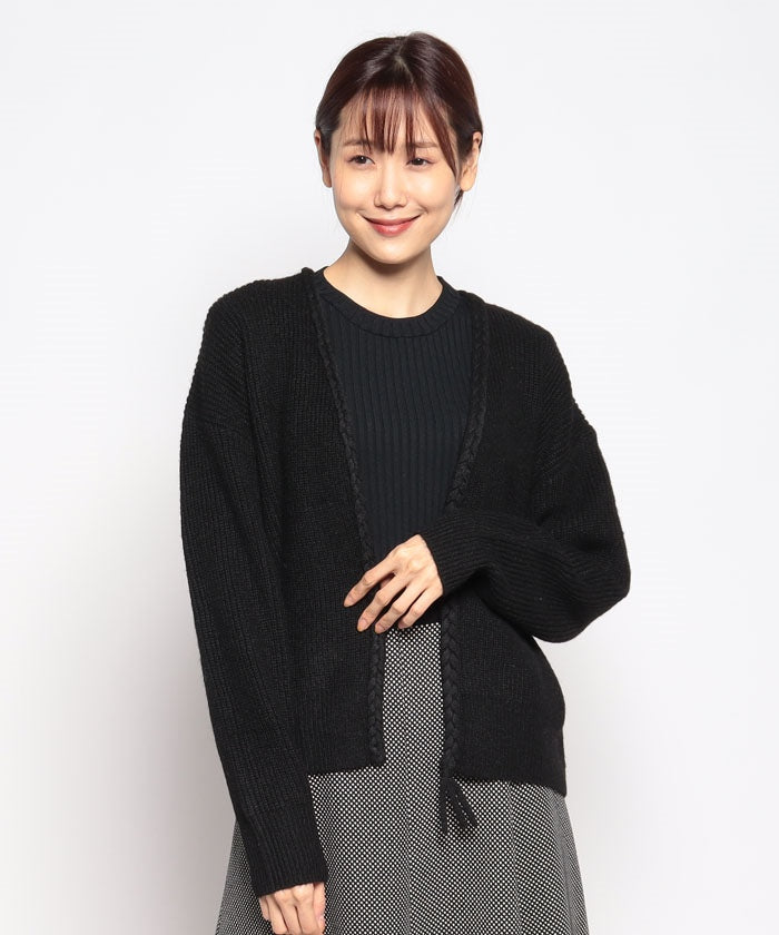 La Joconde 5G Cable Knit Braid Cardigan