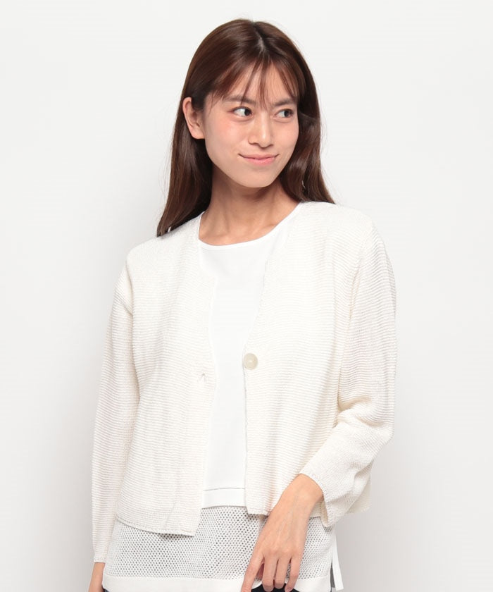 ラピーヌブランシェ LAPINE BLANCHE カーディガン LAPINE BLANCHE 7G Blended Yarn Garter Cardigan