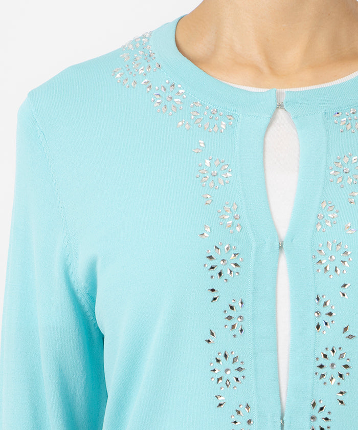 マダム ジョコンダ MADAM JOCONDE 【アンサンブル対応】モチーフニットカーディガン