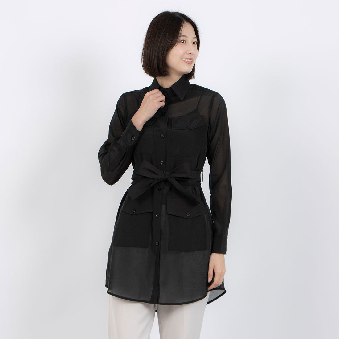 マダム ジョコンダ MADAM JOCONDE シースルーブラウス (ブラック) ブラック