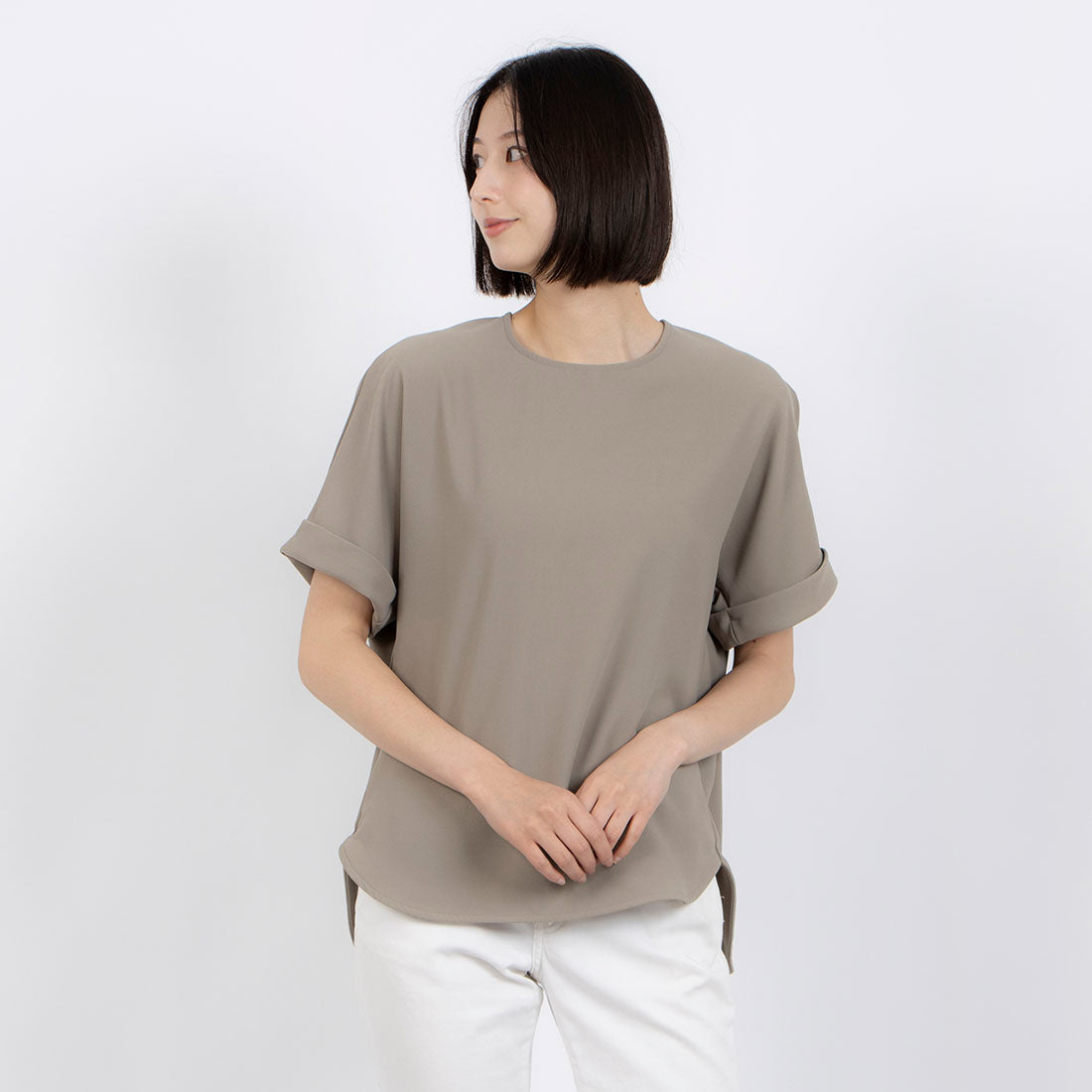 マダム ジョコンダ MADAM JOCONDE 【洗える】ドロップショルダーブラウス (ベージュ) ベージュ