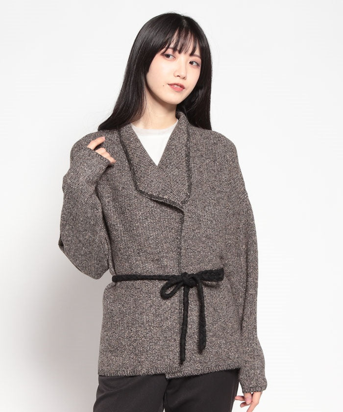 ミス ジェイ MISS J ビックカラーニットジャケット