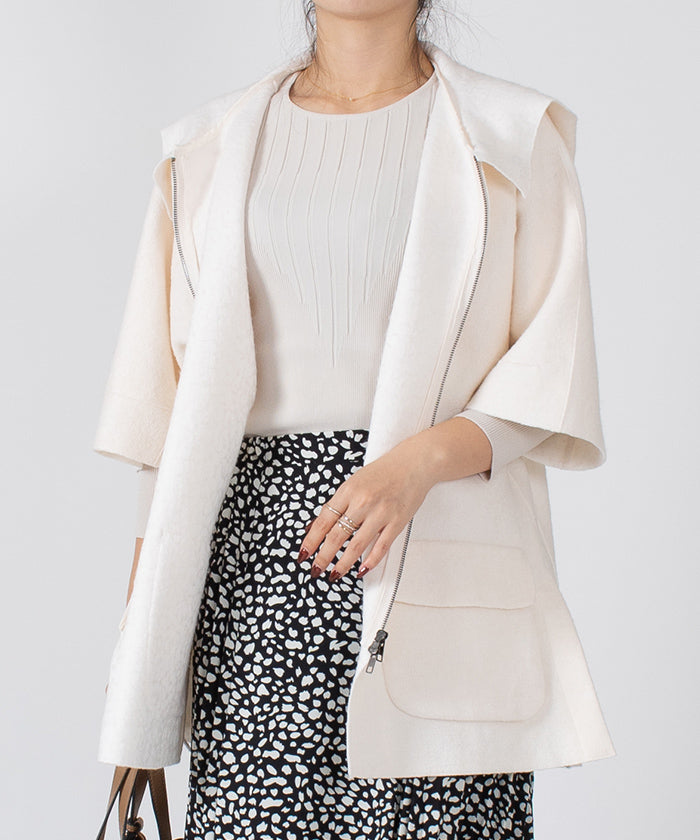 ミス ジェイ MISS J 圧縮ニットジップアップブルゾン