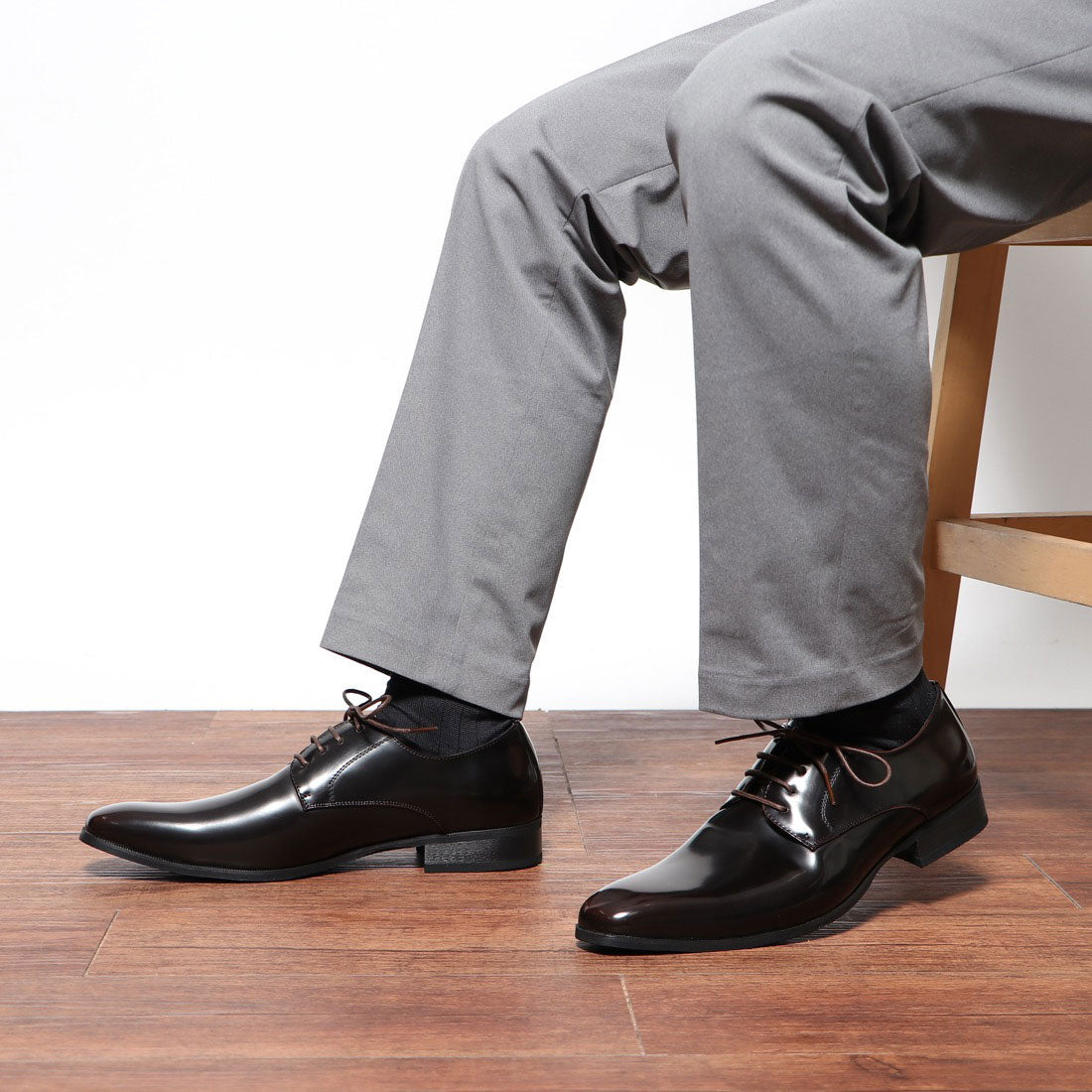 SFW ラスアンドフリス LASSU&FRISS プレーントゥ3.5cmヒール外羽根ビジネスドレスシューズ/937