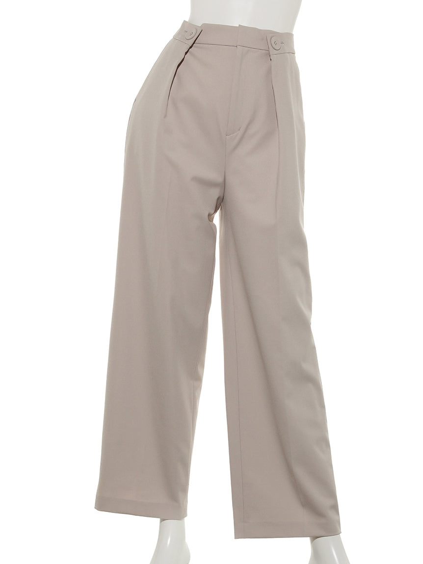 レディメイド LADYMADE タックボタンパイピングストレートPT (ライトベージュ) ライトベージュ