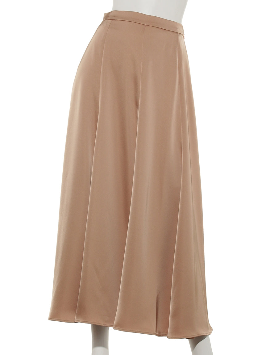 レディメイド LADYMADE シャイニーサテンフレアロングSK (オレンジ) オレンジ