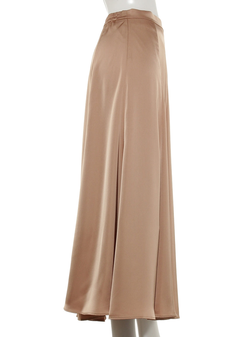 レディメイド LADYMADE シャイニーサテンフレアロングSK (オレンジ) オレンジ