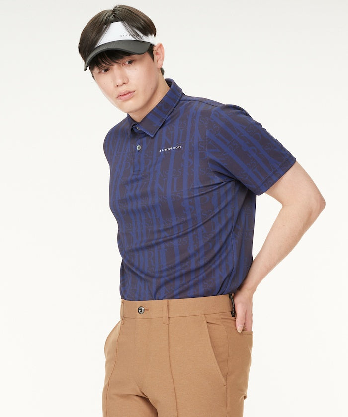 ランバンスポール 総柄プリント半袖ポロシャツ サイズ36 ランバン スポール LANVIN SPORT 【25周年】総柄プリント半袖