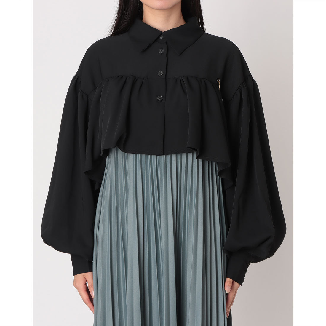 ラテラテ lattelatte クロップド ギャザーBL (ブラック) ブラック