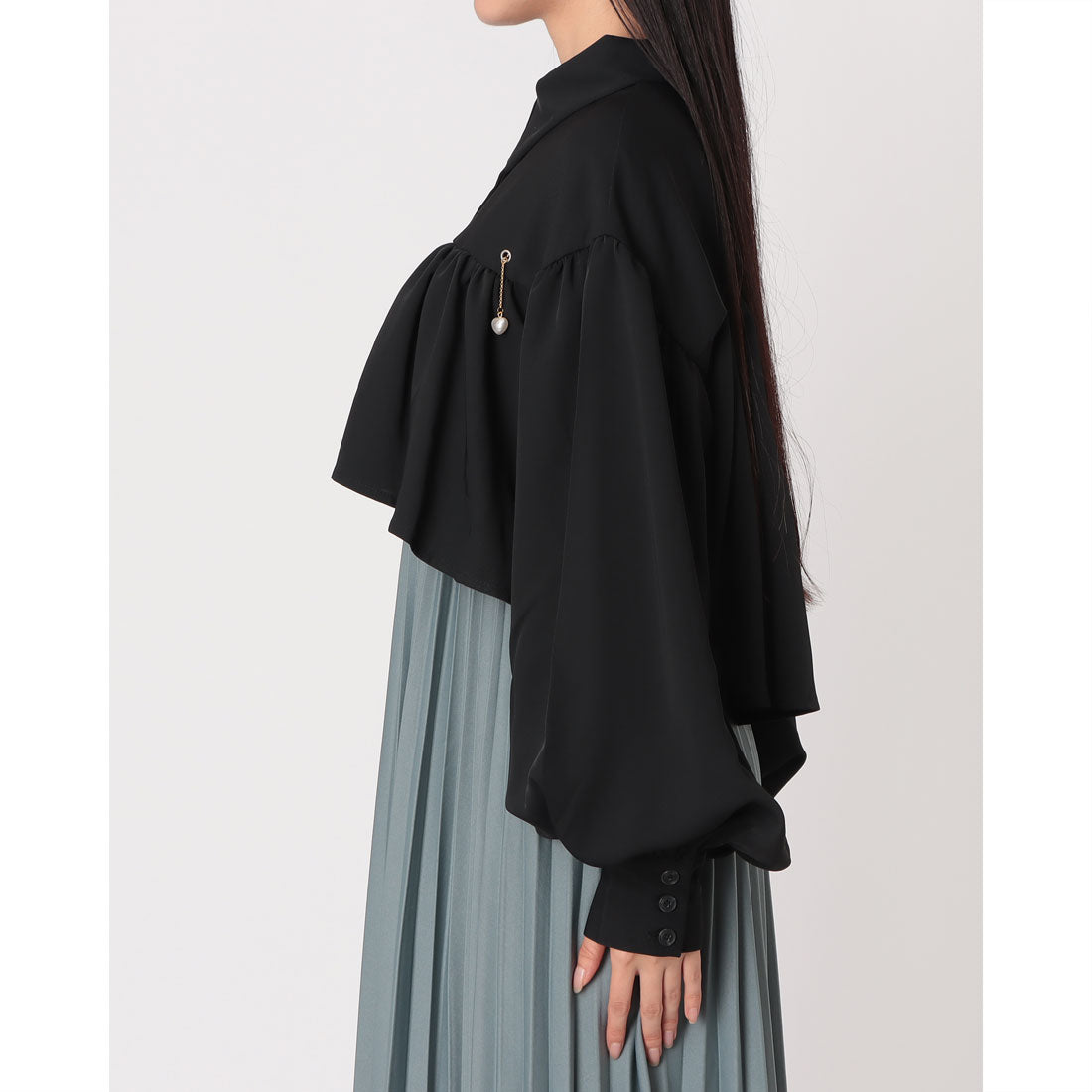 ラテラテ lattelatte クロップド ギャザーBL (ブラック) ブラック