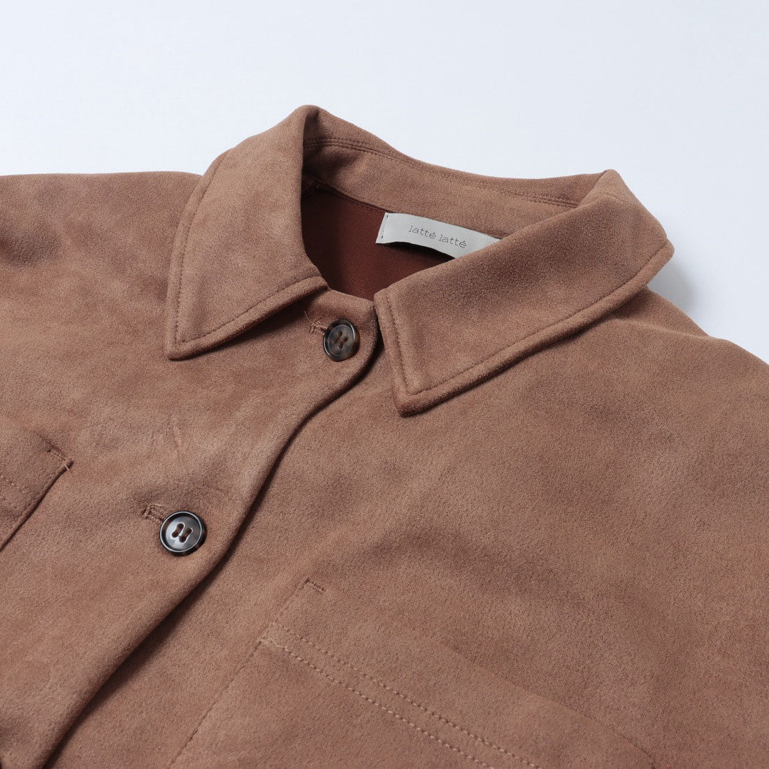 ラテラテ lattelatte フェイク スウェード シャツジャケット (チャコールグレー) チャコールグレー