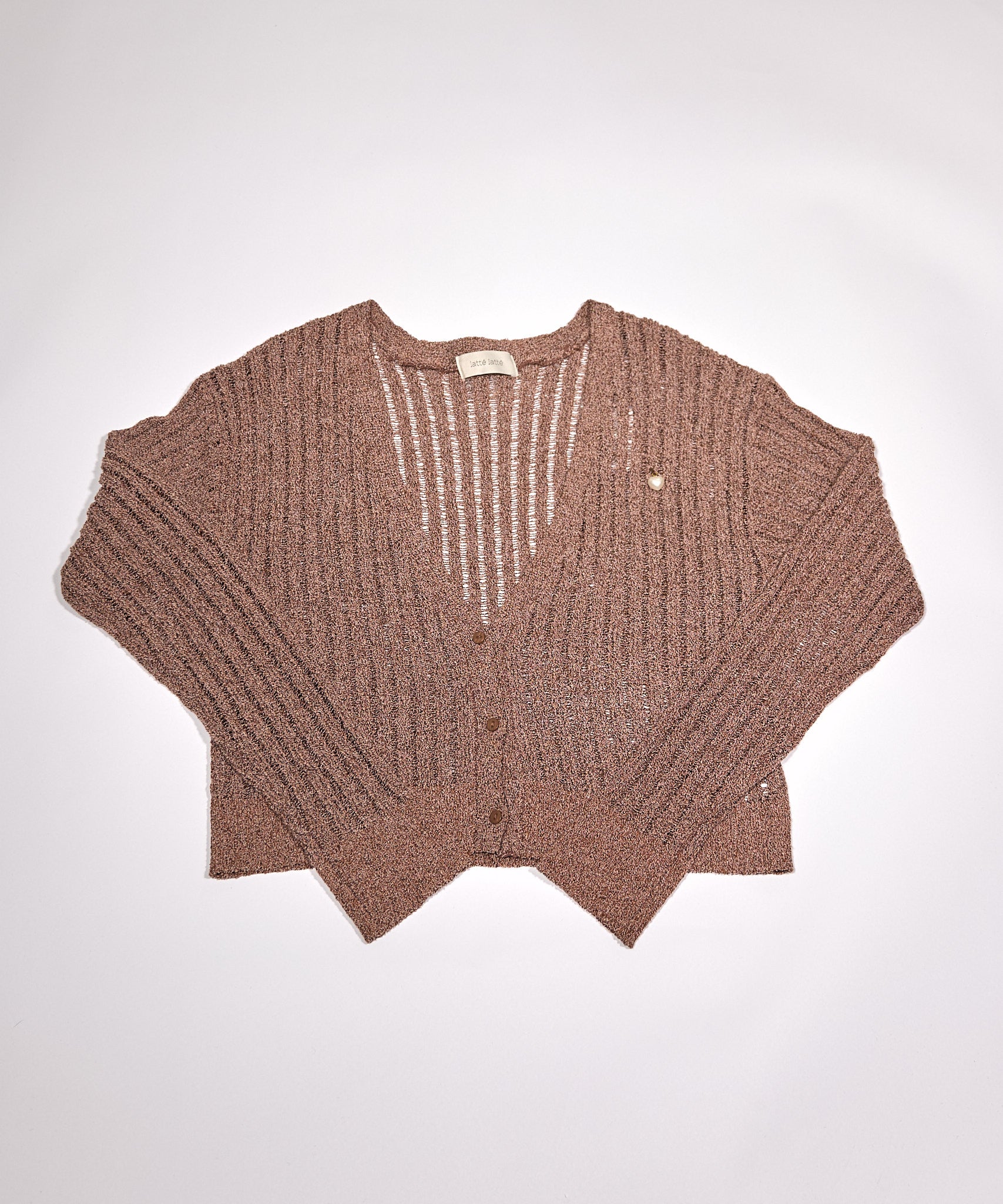 ラテラテ lattelatte Vネックカーディガン (オフ) オフ