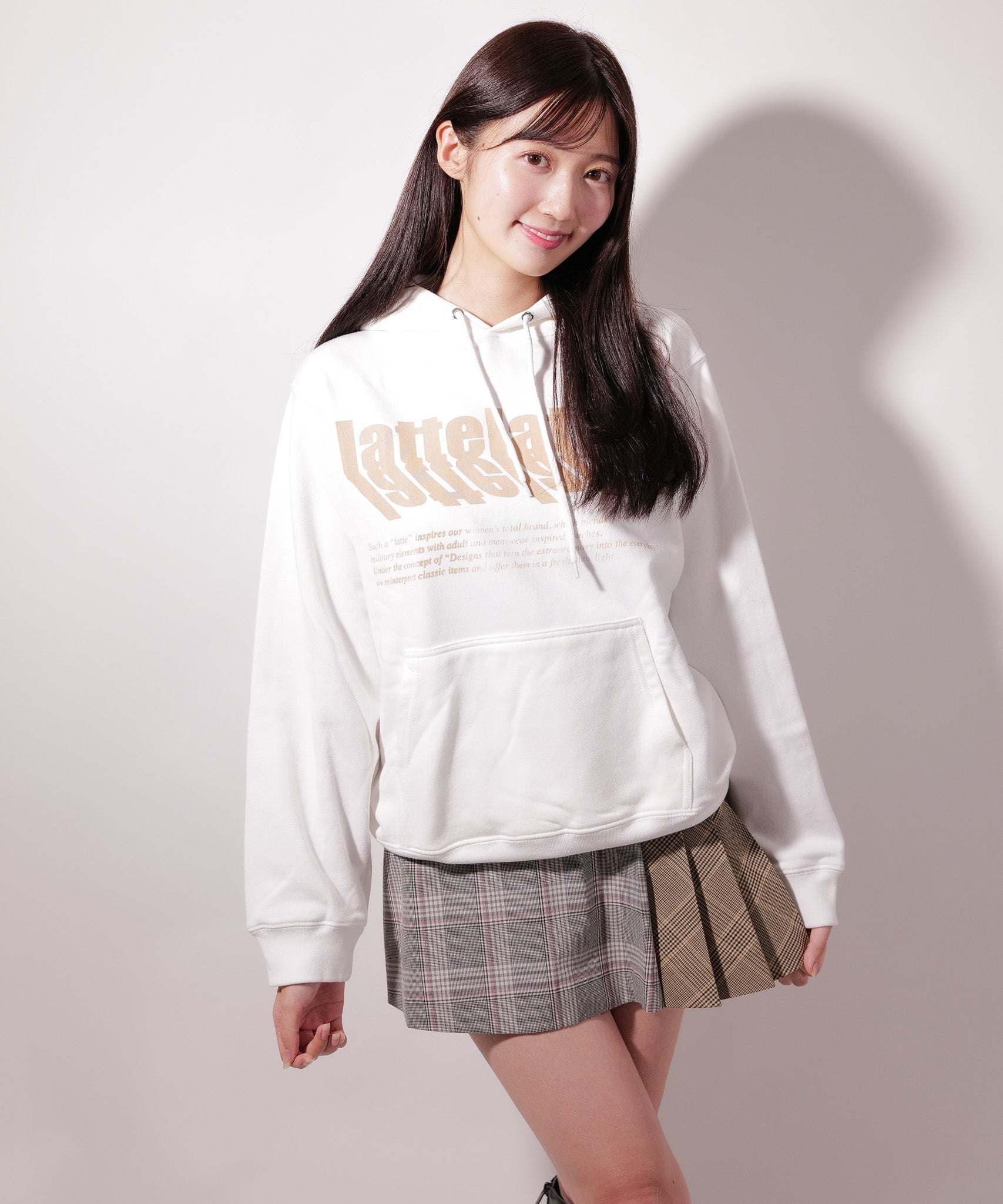 ラテラテ lattelatte LTチェック切り替えミニスカート (グレー) グレー