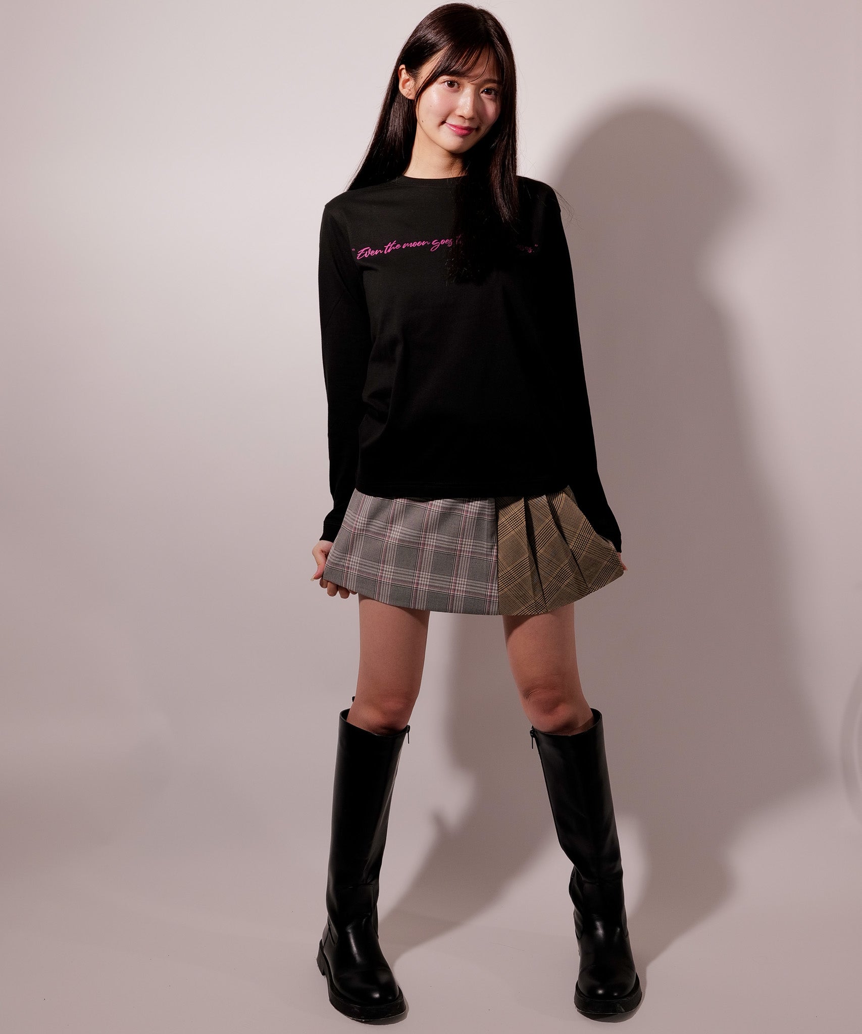 ラテラテ lattelatte LTチェック切り替えミニスカート (グレー) グレー