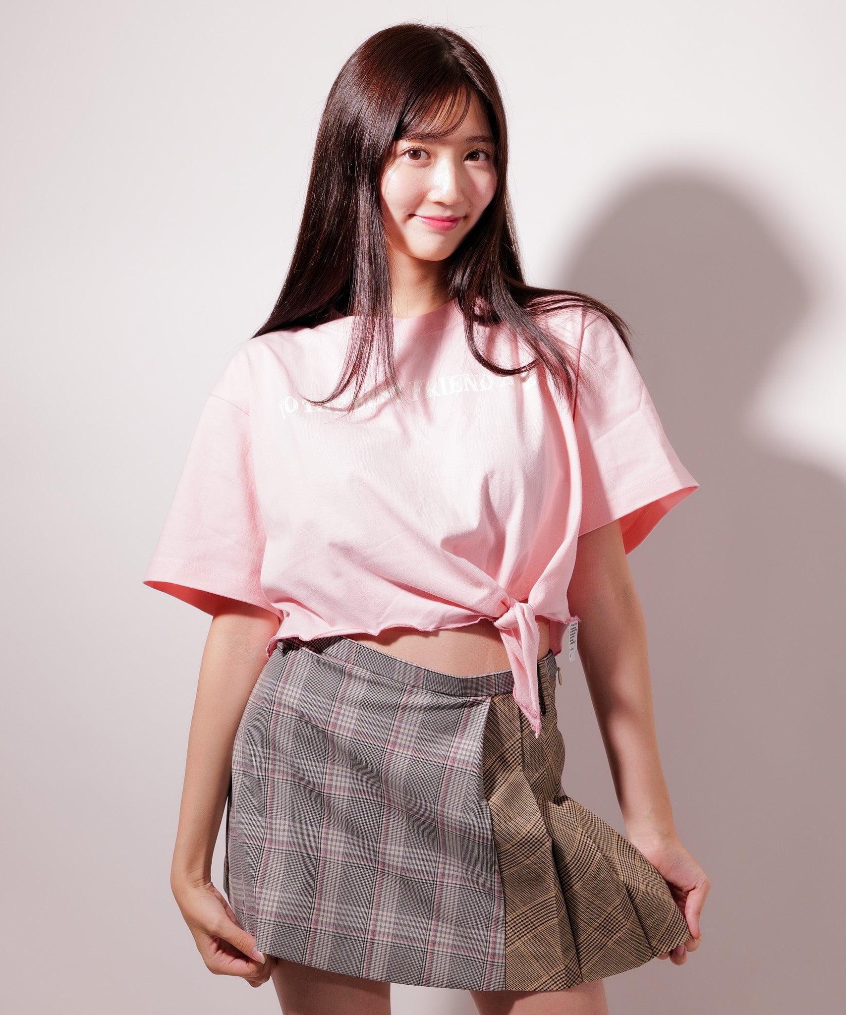 ラテラテ lattelatte LTチェック切り替えミニスカート (グレー) グレー