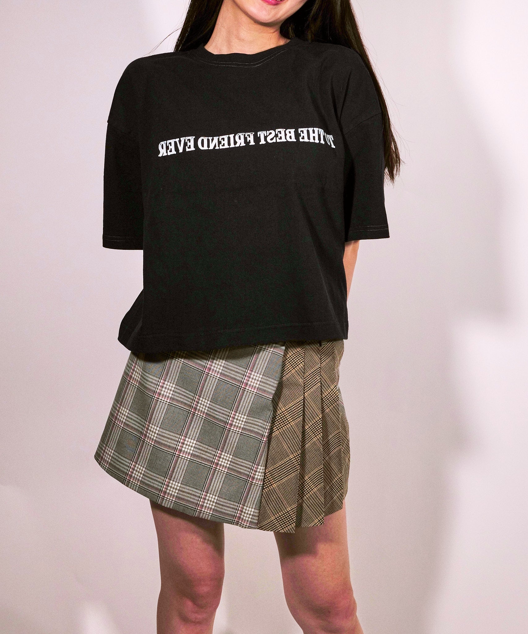 ラテラテ lattelatte LTチェック切り替えミニスカート (グレー) グレー