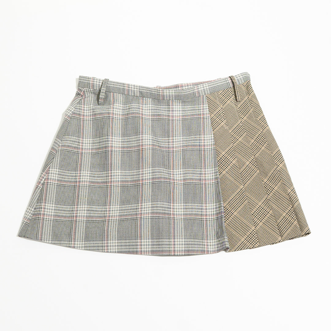 ラテラテ lattelatte LTチェック切り替えミニスカート (グレー) グレー