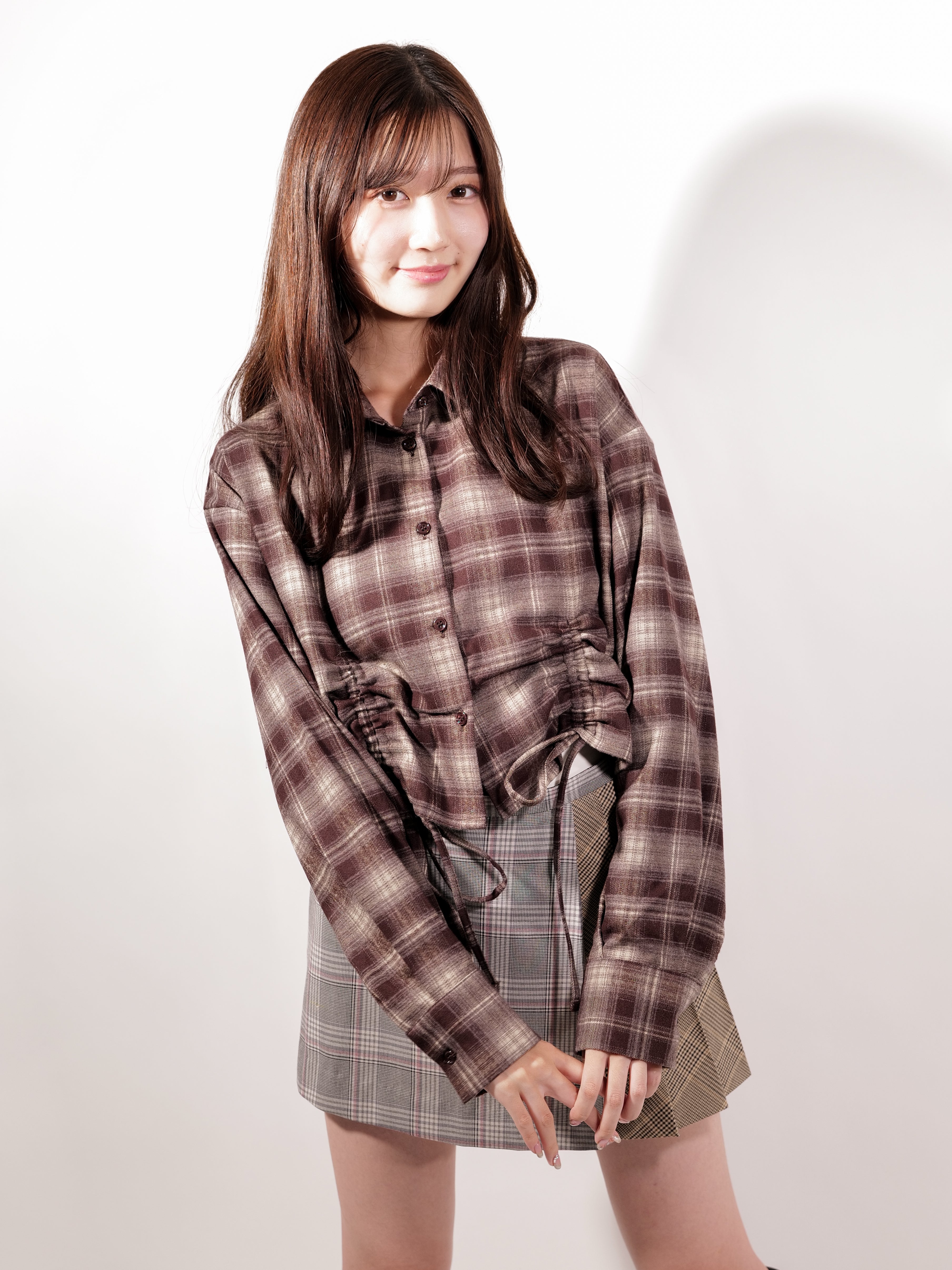 ラテラテ lattelatte ドローストリング クロップド ネルシャツ (ブラック) ブラック