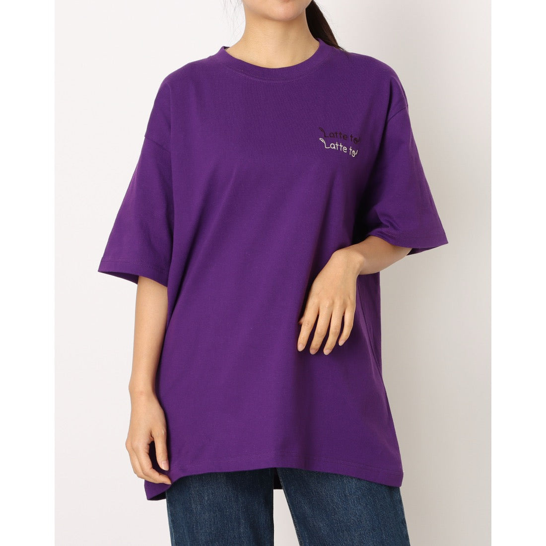 ラテラテ lattelatte lateto刺繍T-sh (パープル) パープル