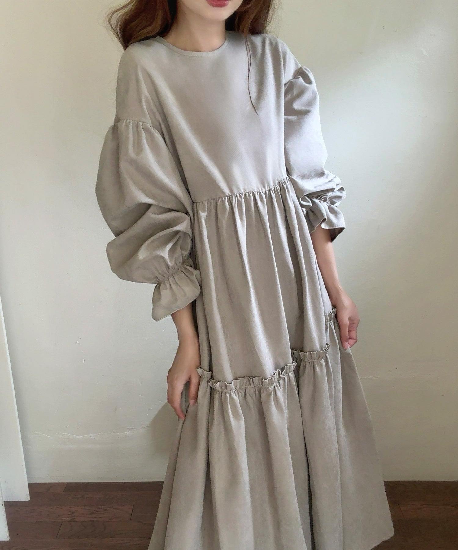 ラウアー LAUIR バックリボンティアードワンピース