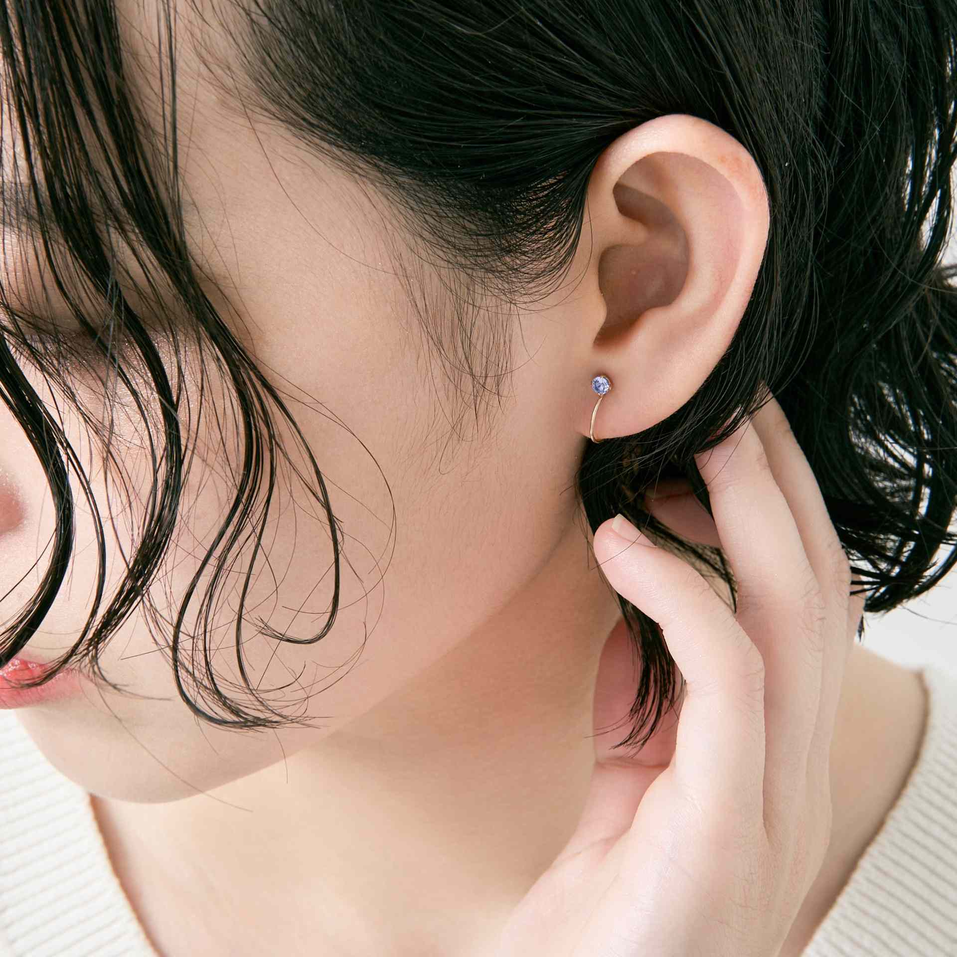 エルアンドコー L&Co. K10誕生石イヤリング 12月タンザナイト (ゴールド) ゴールド