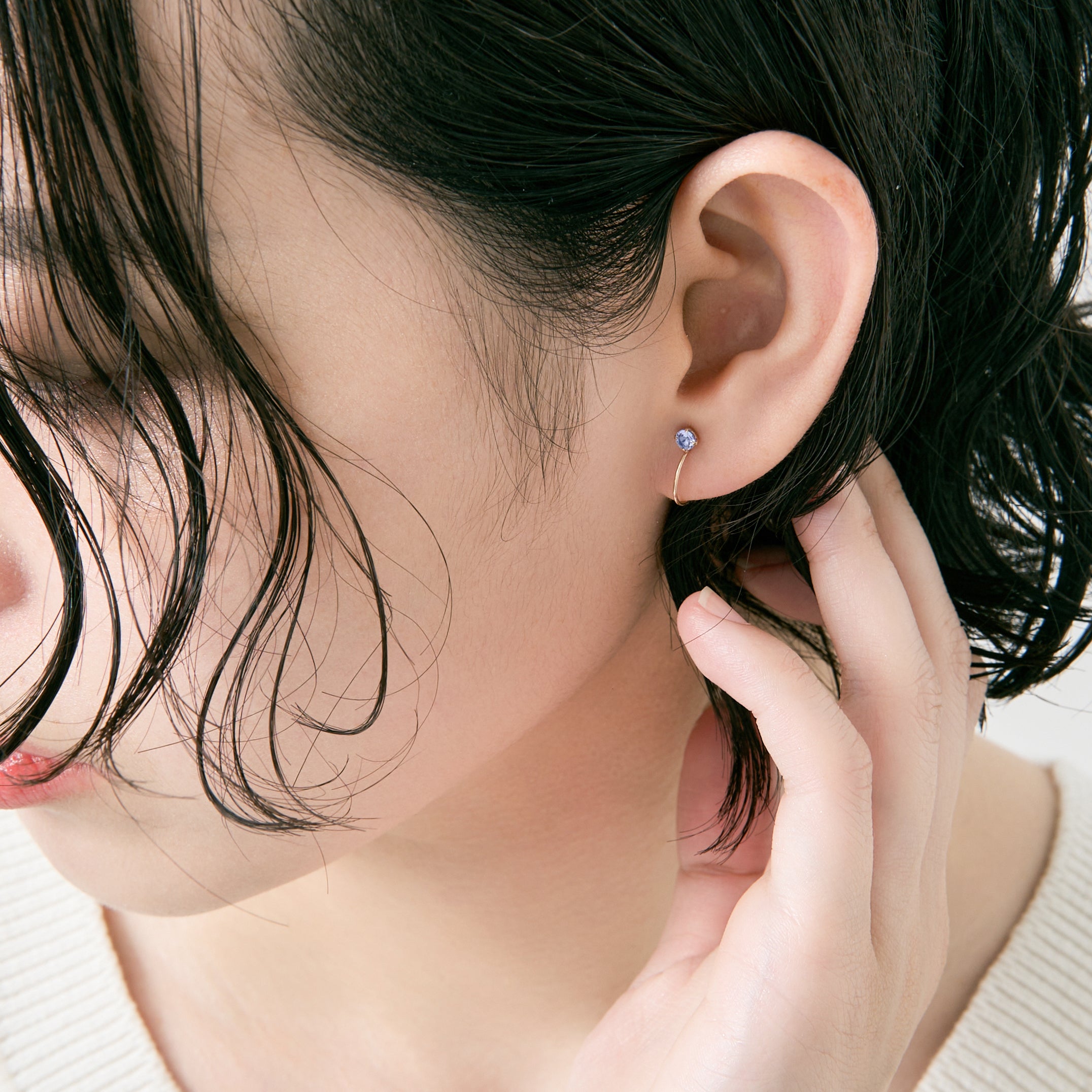 エルアンドコー L&Co. K10誕生石イヤリング 12月タンザナイト (ゴールド) ゴールド