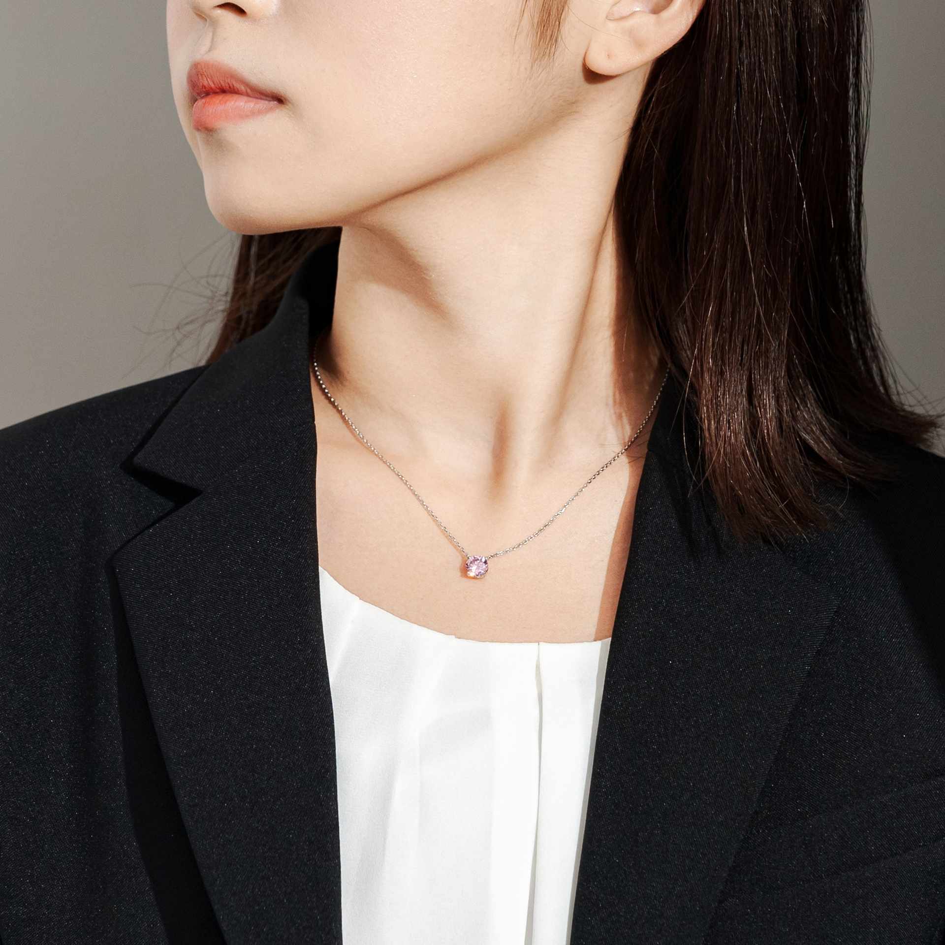 エルアンドコー L&Co. SV925キュービックネックレス (ピンク) ピンク