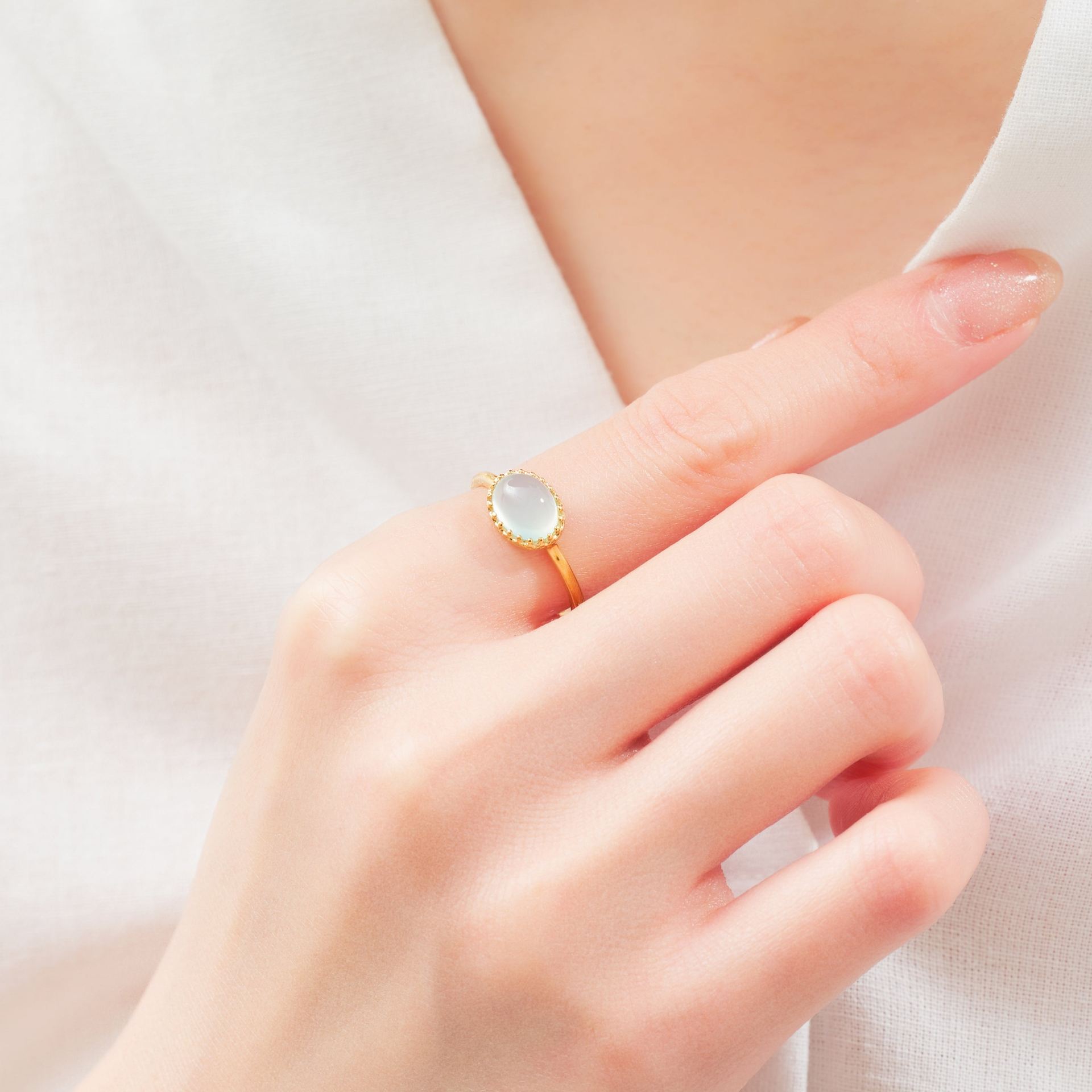 エルアンドコー L&Co. SV925 色石リング(シーブルーカルセドニー) (ゴールド) ゴールド