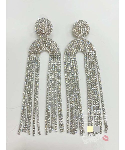 ボムシェル bombshell アクセサリー フリンジ ロングピアス ラインストーン ボリューム ビッグサイズ ジャラジャラ 大きめピアス クラブ ダンス小物 ダンスアクセ bombshell